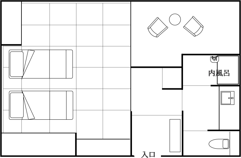 和洋室 デラックスコーナーツインルーム　間取り図