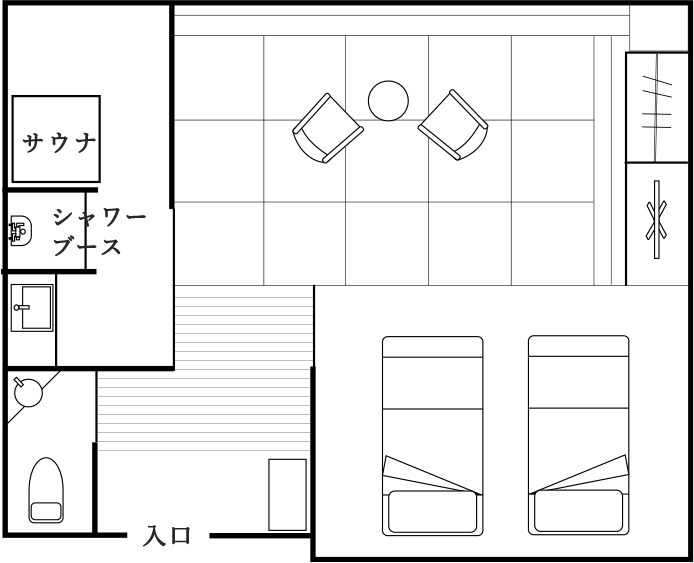 和洋室 リトリートツインルーム　間取り図